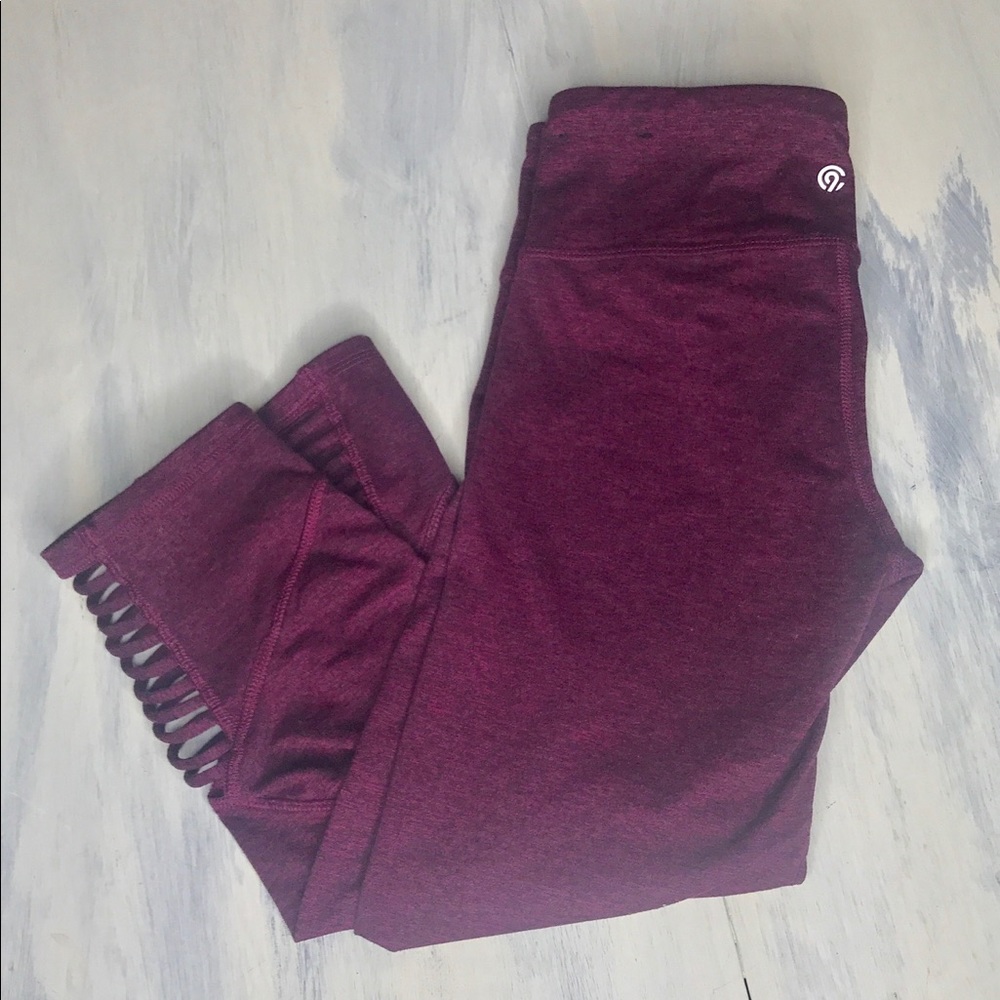 Burgundy Crop Leggings w/ Crop Detailing small